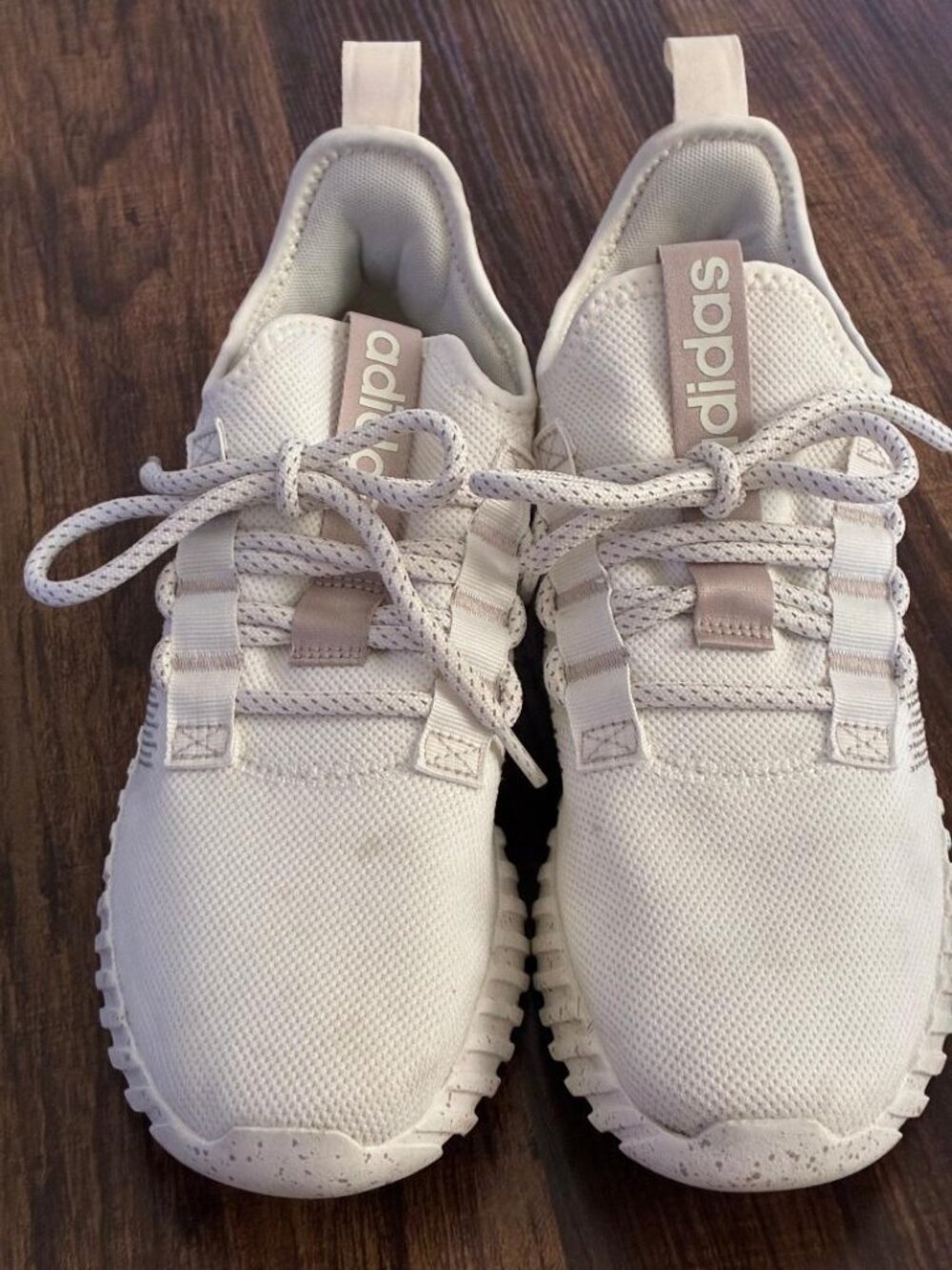 Adidas Womens Kaptir Flow White Beige Ivory Running Shoes Sneakers Athletic Sz10